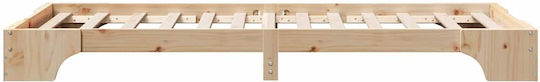 Kinderbett Klassisch Einzeln Beige für Matratze 75x190cm