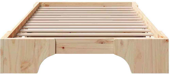 Kinderbett Klassisch Einzeln Beige für Matratze 75x190cm
