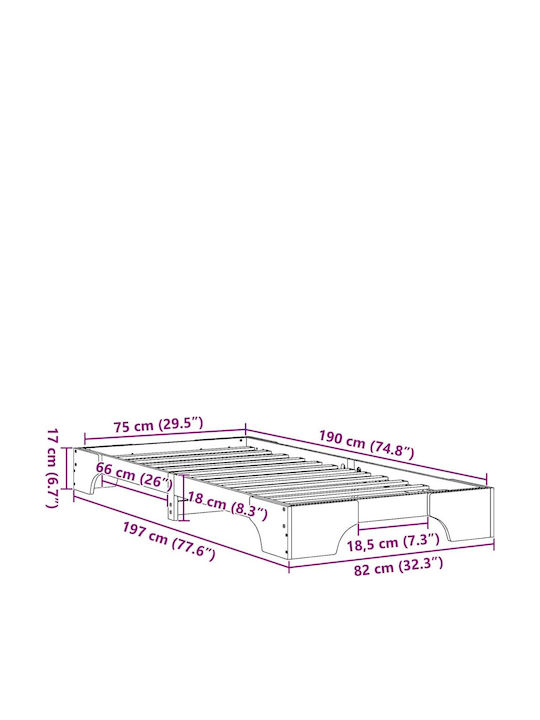 Pat pentru Copii Clasic Single Bej pentru Saltea 75x190cm