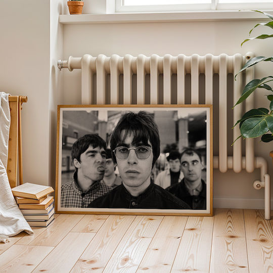 Плакат за музика Oasis Ms150 30см х 40см Черна Дървена Рамка