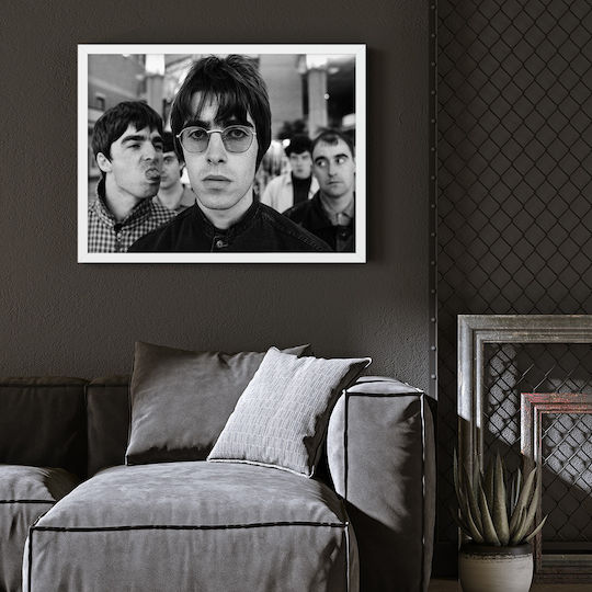 Плакат за музика Oasis Ms150 30см х 40см Черна Дървена Рамка