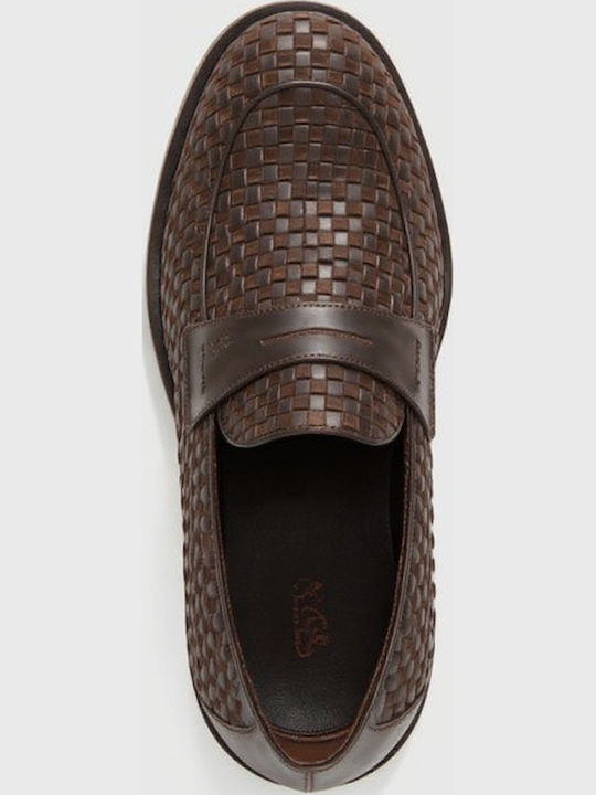 Δερμάτινα Ανδρικά Loafers σε Καφέ Χρώμα