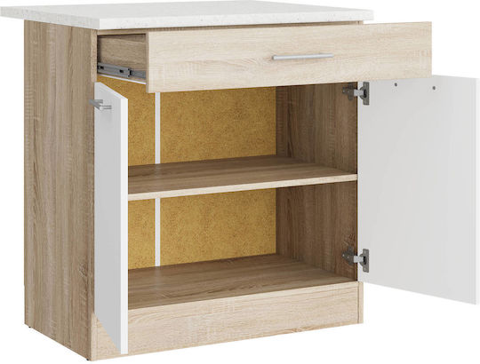 Επιδαπέδιο Ντουλάπι με Πάγκο Εργασίας Sonoma Oak, White 80x46x85εκ.