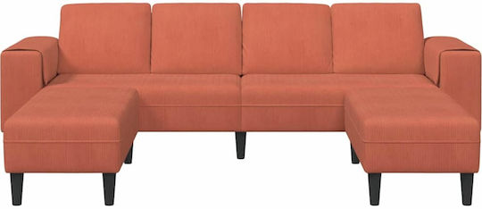 Ecksofa Samt Rot Orange mit Dekokissen 250x188x76cm