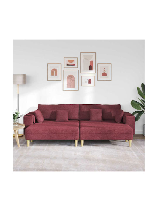 Ъглов Диван Червен с Декоративни Възглавници 250x188x76см