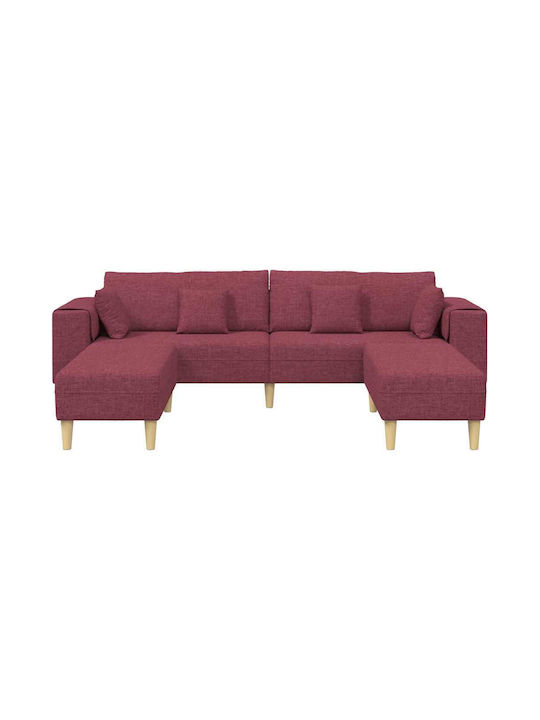 Ъглов Диван Червен с Декоративни Възглавници 250x188x76см
