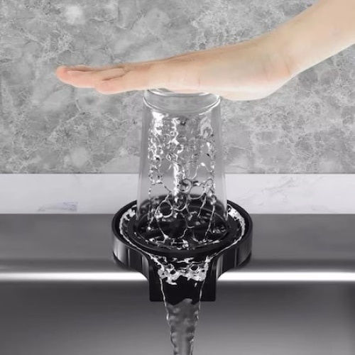 Glass Rinsing Device Easy To Fix On Sink Made Of ABS Black