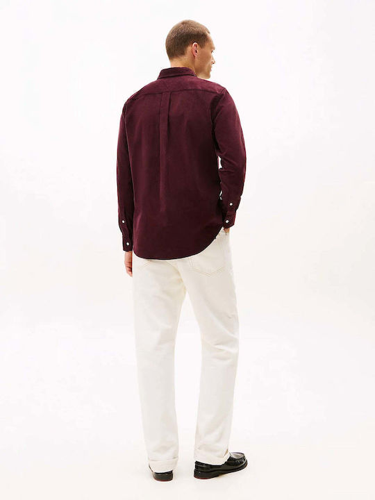Long-sleeved Corduroy Shirt Burgundy