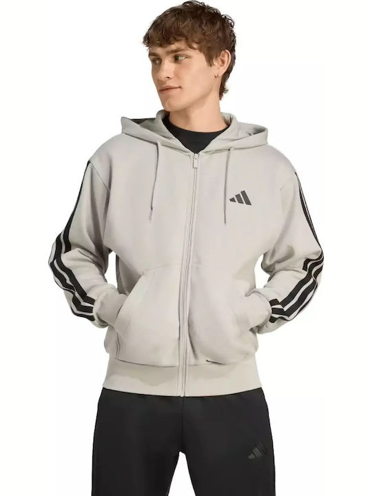 Essentials 3-Stripes Суитшърт с Качулка Сив
