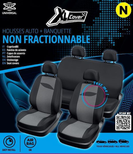 Xl Cover Set De Huse Scaune Auto 9 Buc Poliester Negru Gri 167003