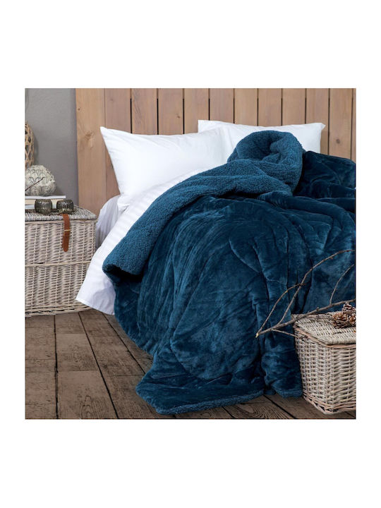 Borea Duvet Cover with Hollowfiber Filling Queen 220x240cm Cozy Petrol Blue 300 GSMGsm