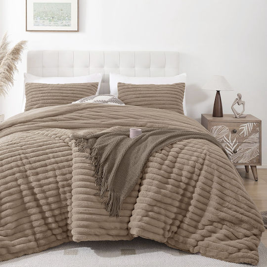 Isadore Lorraine Bettdecken-Set Großes Doppelbett 220x240cm Vison 3Stück
