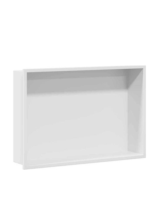 vidaXL Επιτοίχια Ραφιέρα Μπάνιου Μεταλλική 45x9.5x30cm Λευκή