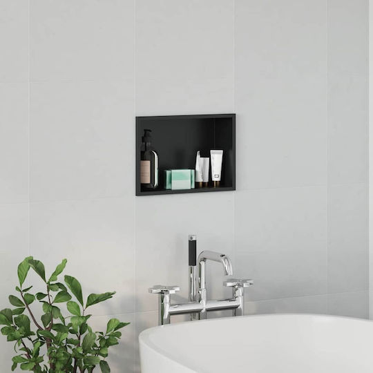 vidaXL Wall Mounted Bathroom Shelf Metallic 30x9.5x20cm Black