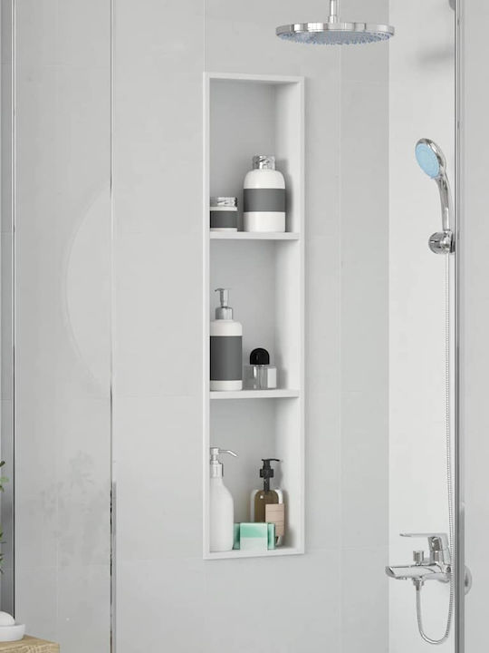 vidaXL Επιτοίχια Ραφιέρα Μπάνιου Μεταλλική 90x9.5x20cm Λευκή