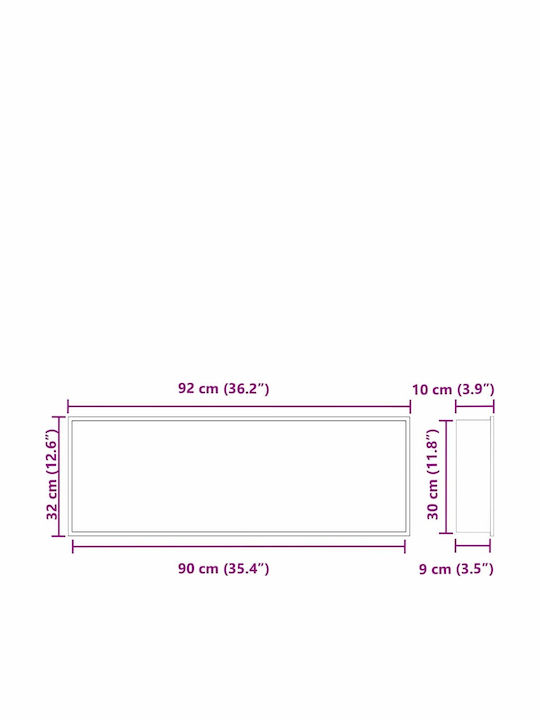 vidaXL Wall Mounted Bathroom Shelf Metallic 30x9.5x90cm Silver