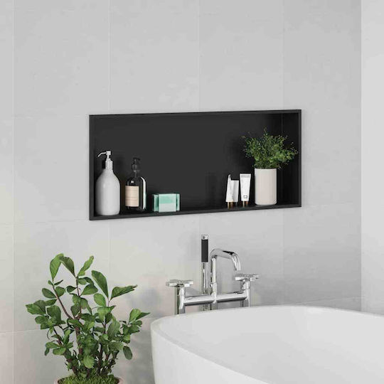 vidaXL Wall Mounted Bathroom Shelf Metallic 75x9.5x30cm Black