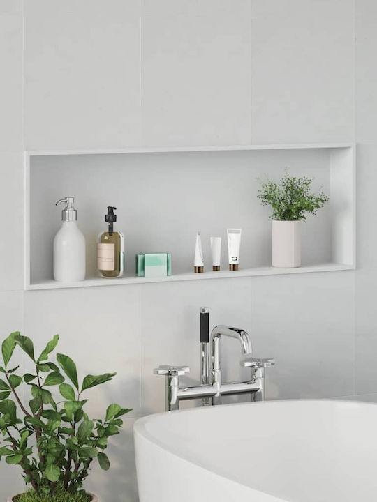 vidaXL Επιτοίχια Ραφιέρα Μπάνιου Μεταλλική 30x9.5x90cm Λευκή
