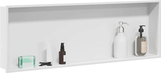 vidaXL Επιτοίχια Ραφιέρα Μπάνιου Μεταλλική 30x9.5x90cm Λευκή