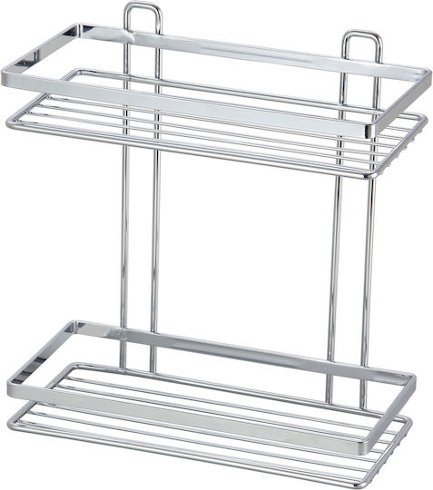 Estia Elegant An der Wand montiert Badezimmerregal Metallisch mit 2 Regalböden 27x25x12.5cm Silber