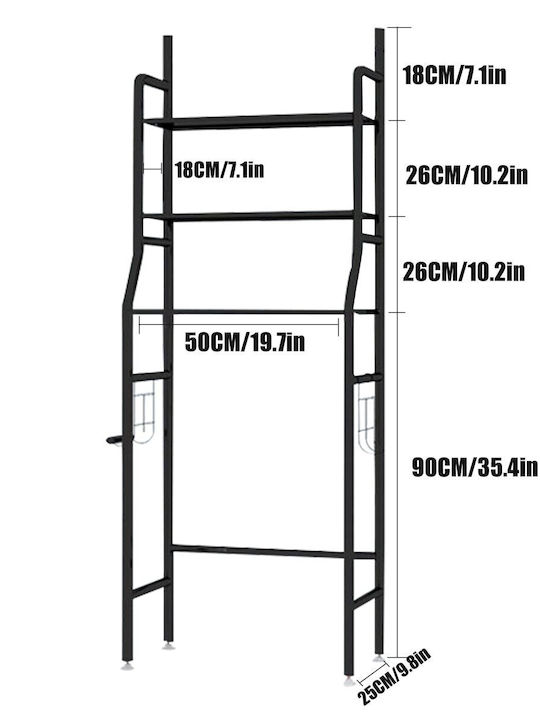 Cyclops TW-101 Rafturi de baie Raft Baie Metal cu 3 Rafturi 47x25x156cm Albă