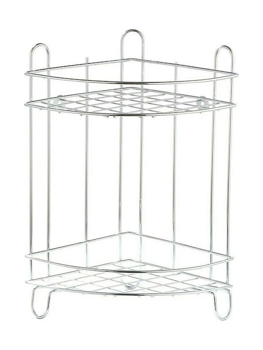 Cyclops 4101092 Corner Wall Mounted Bathroom Shelf Metallic with 2 Shelves 27x20x36cm Silver