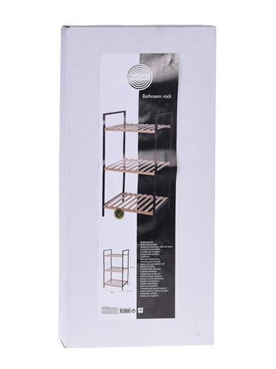 Next Επιτοίχια Ραφιέρα Μπάνιου Bamboo με 3 Ράφια 38x32.5x70cm Μπλε