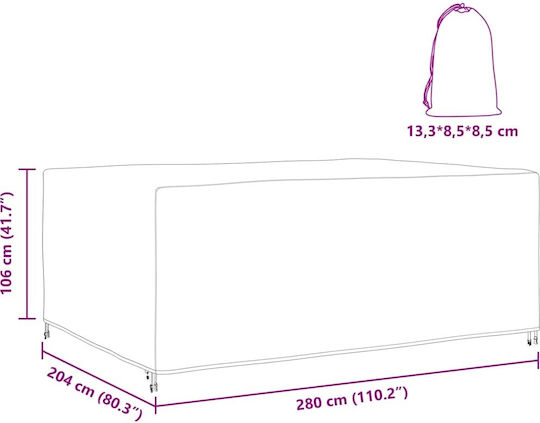 vidaXL Impermeabil Protecție Capac Sala de mese 280x204x106buc în Culoare Negru 1buc