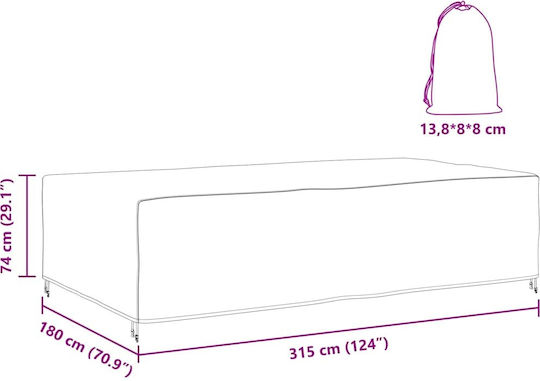 vidaXL Waterproof Dining Table Cover Black 315x180x74cm
