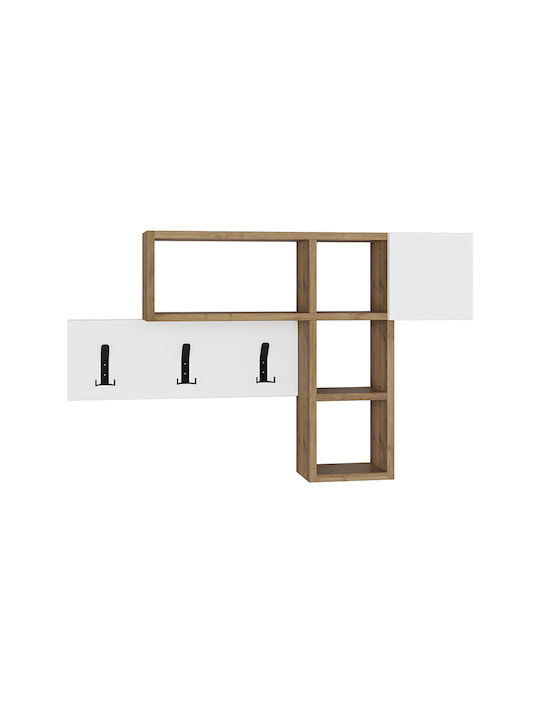 Megapap Wall Hanger Game Wooden 6 Hooks Natural - White 99.5x15x15cm