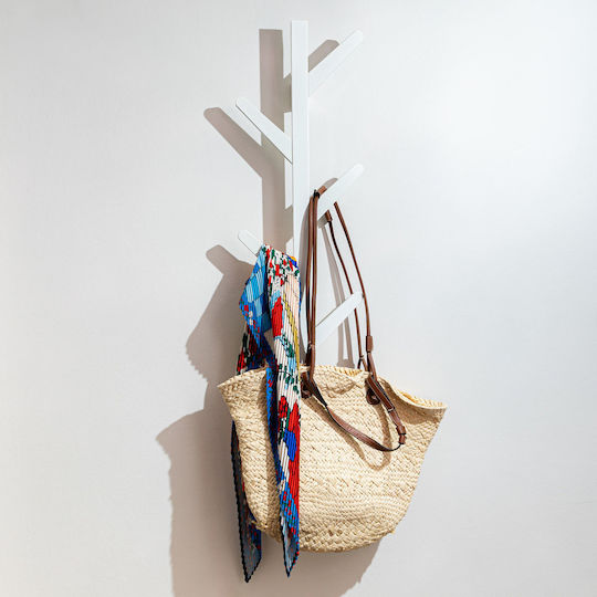 Estia Wooden Wall Hanger 6 Hooks White 26x6.8x26cm