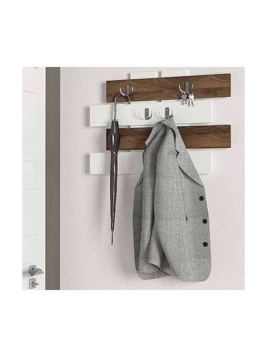 Megapap Wooden Wall Hanger with 8 Slots White - Karydi 80x5x60cm 1pc