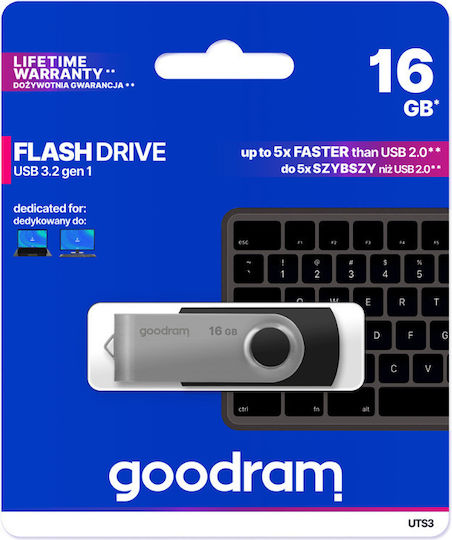 GoodRAM Pendrive Uts3 16GB USB 3.2 Stick Schwarz