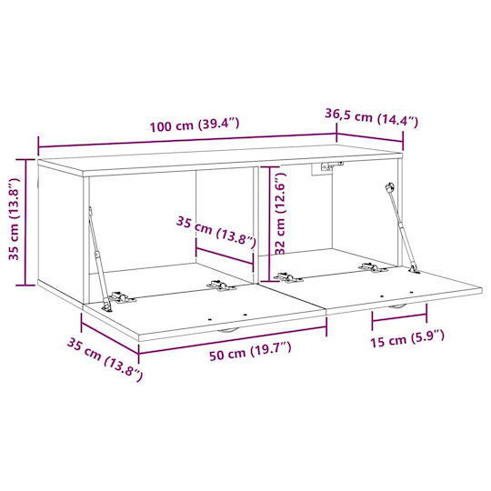 vidaXL Ντουλάπι Μπάνιου 100x36.5x35cm Καφέ