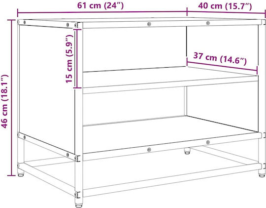 TV Stand Made of Metal and Wood Old Wood M61xD40xH46cm