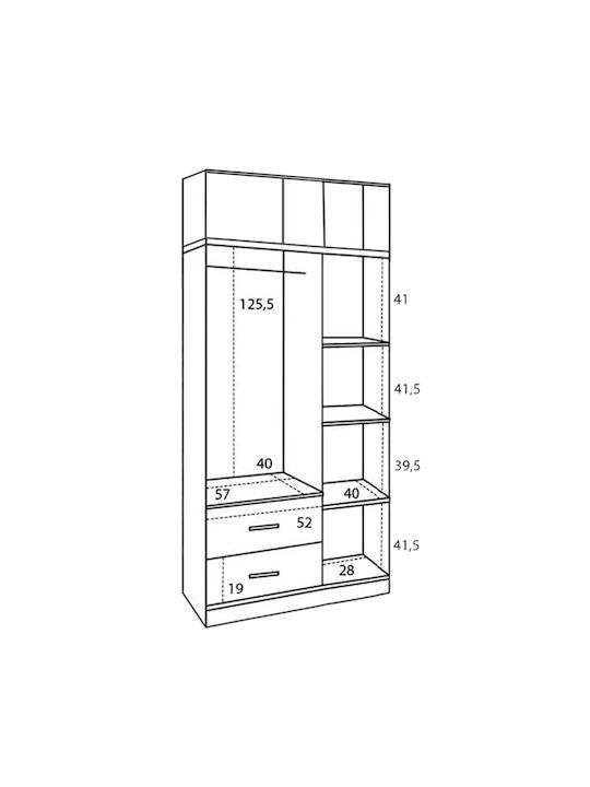 Dreifachtür Kleiderschrank mit Aufsatz Sonama 89.2x42x241cm