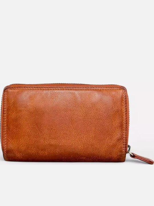 Large Leather Women's Wallet Classic Tabac Brown