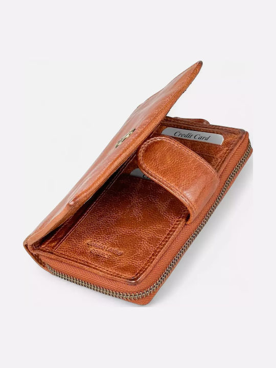 Large Leather Women's Wallet Classic Tabac Brown