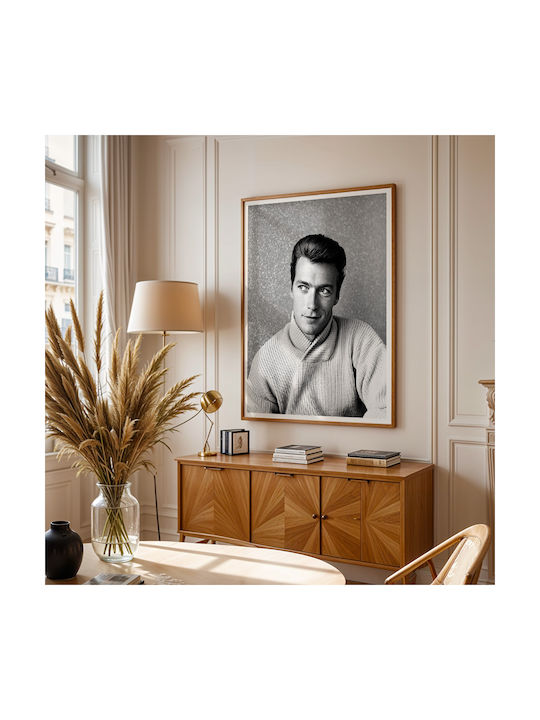 Poster Clint Eastwood Prt083 21cm X 30cm White Wooden Frame