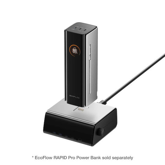 EcoFlow База За Зареждане GaN С USB-A Порт И 4 USB-C Порта 320W Power Delivery В Черен Цвят (RAPID Pro)