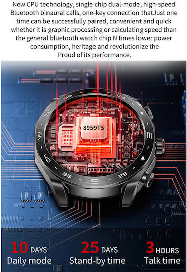 Microwear K95 Smartwatch με Παλμογράφο (Μαύρο)