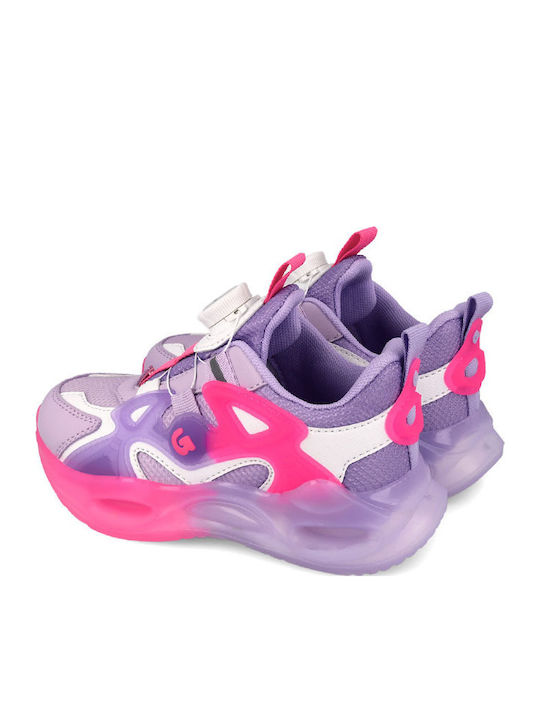 Kinder Sneakers Anatomisch mit Klettverschluss & Lichtern Flieder
