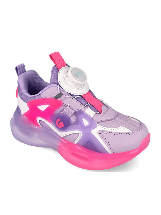 Kinder Sneakers Anatomisch mit Klettverschluss & Lichtern Flieder