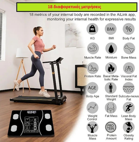 Panora Smart Badezimmerwaage 180kg mit Körperfettmessung und Bluetooth Schwarze 14455