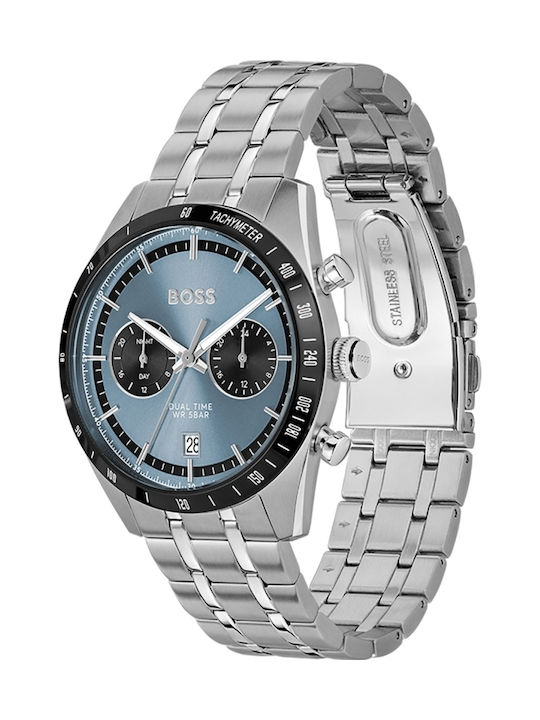 Boss Tourmaster Ανδρικό Ρολόι 41mm Μπαταρίας με Ασημί Μεταλλικό Μπρασελέ
