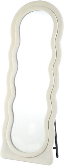 Gewölbter Boden- oder Standspiegel mit Weißem Aluminiumrahmen 160x60cm