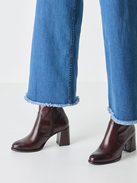 Stiefeletten Damen aus Lackleder Burgundisch