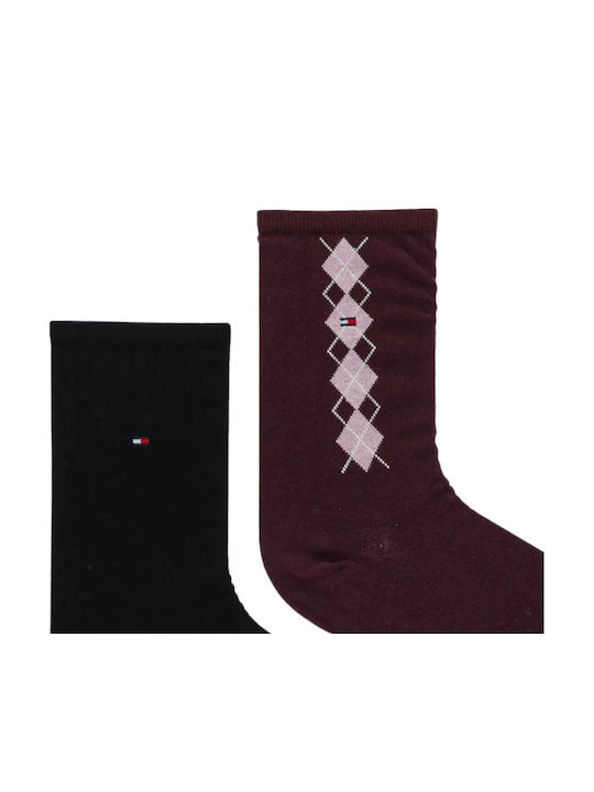 Tommy Hilfiger Γυναικείες Μονόχρωμες Κάλτσες Burgundy 2Pack