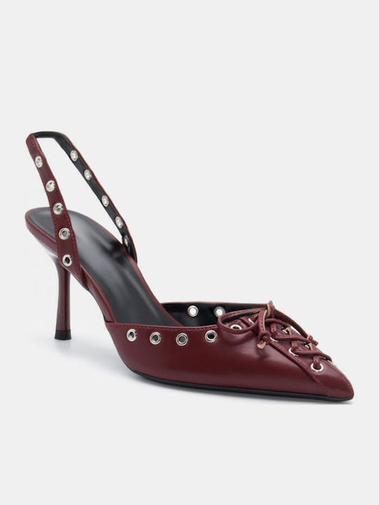 Pointed Toe Burgundy Heels with Strap