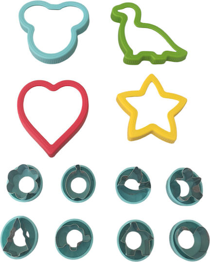 Blue Mickey Dough Vegetable & Fruit Cutting Set Stainless Steel Various Shapes 12 Pieces Queen Mother